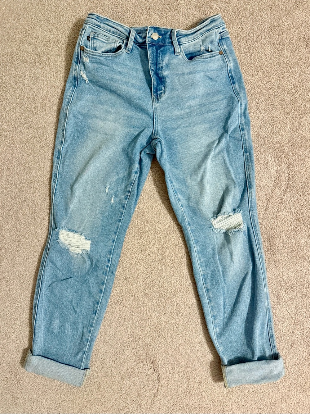 Judy Blue Light Blue Distressed Boyfriend Jeans
